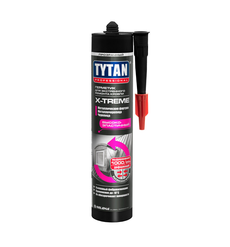 TYTAN PROFESSIONAL X-TREME герметик для ремонта кровли, применение до -10°C, прозрачный (310мл)