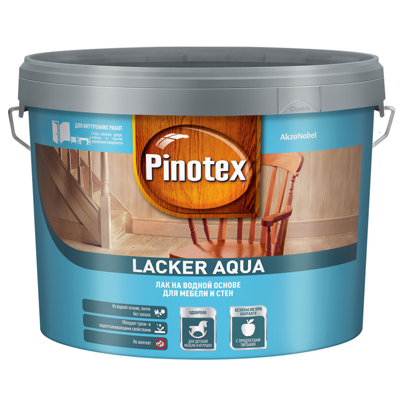 PINOTEX LACKER AQUA 70 лак на водной основе для мебели и стен, д/вн.работ, глянцевый (9л)
