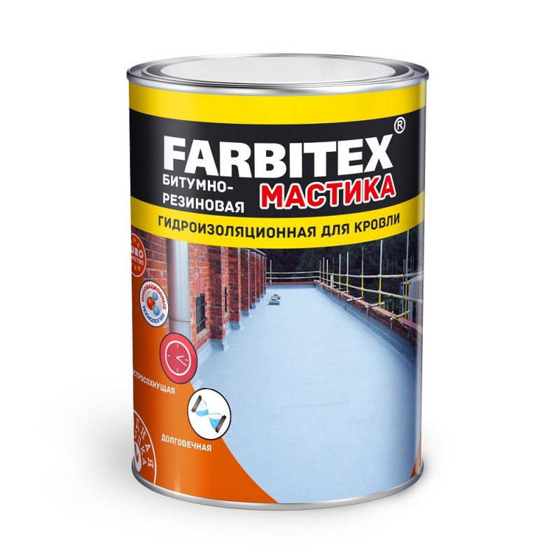 Мастика битумно-резиновая для кровли 4кг FARBITEX