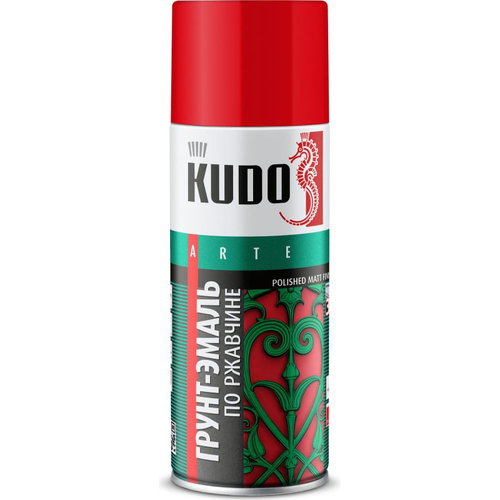 ГРУНТ-ЭМАЛЬ АЭРОЗОЛЬ ПО РЖАВЧИНЕ RAL 3020 КРАСНАЯ 520 МЛ KUDO
