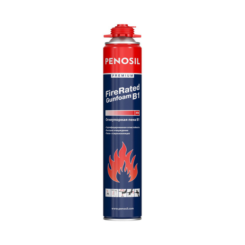Пена монтажная профессиональная огнеупорная Penosil Premium Fire Rated GunFoam B1, 720 мл