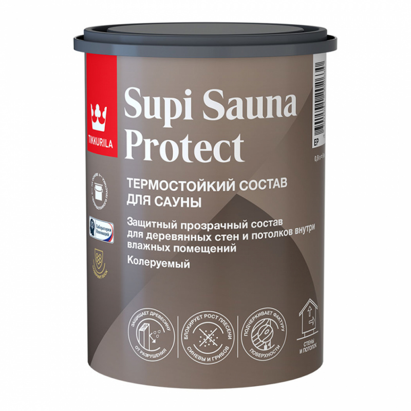 TIKKURILA SUPI SAUNA PROTECT ТЕРМОСТОЙКИЙ СОСТАВ ДЛЯ САУНЫ 0,9 Л