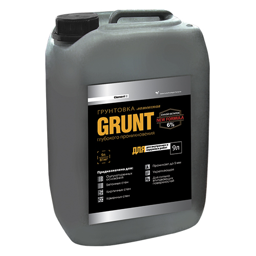 ELEMENT SE Грунтовка GRUNT латексная глубокого проникновения для внутр./наружных работ 9л (9кг)