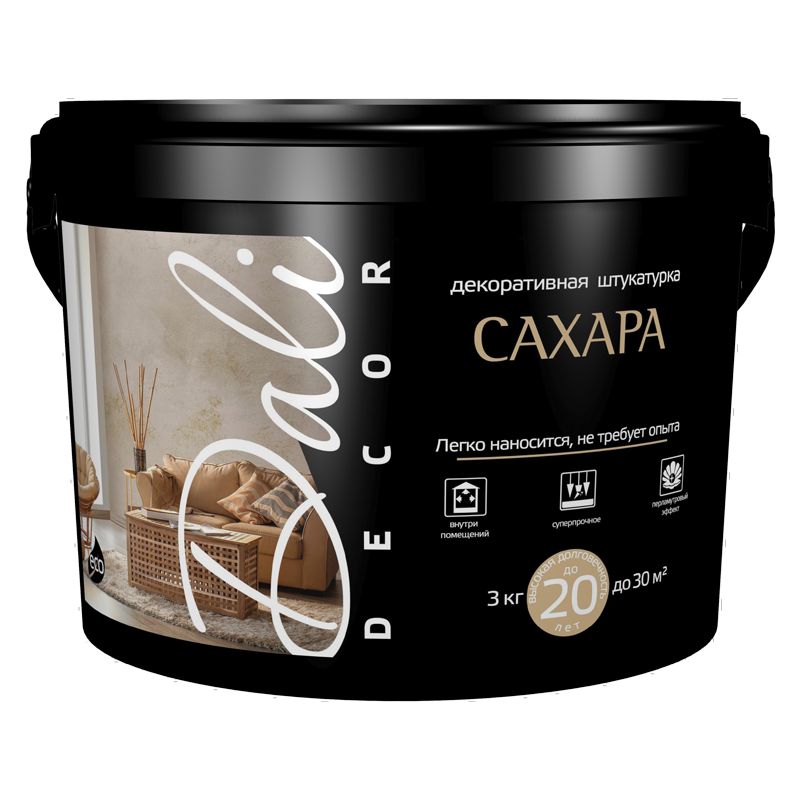 ШТУКАТУРКА ДЕКОР. "DALI-DECOR" "САХАРА" АКРИЛОВАЯ ПЕРЛАМУТРОВАЯ БЕЛАЯ 3 КГ  