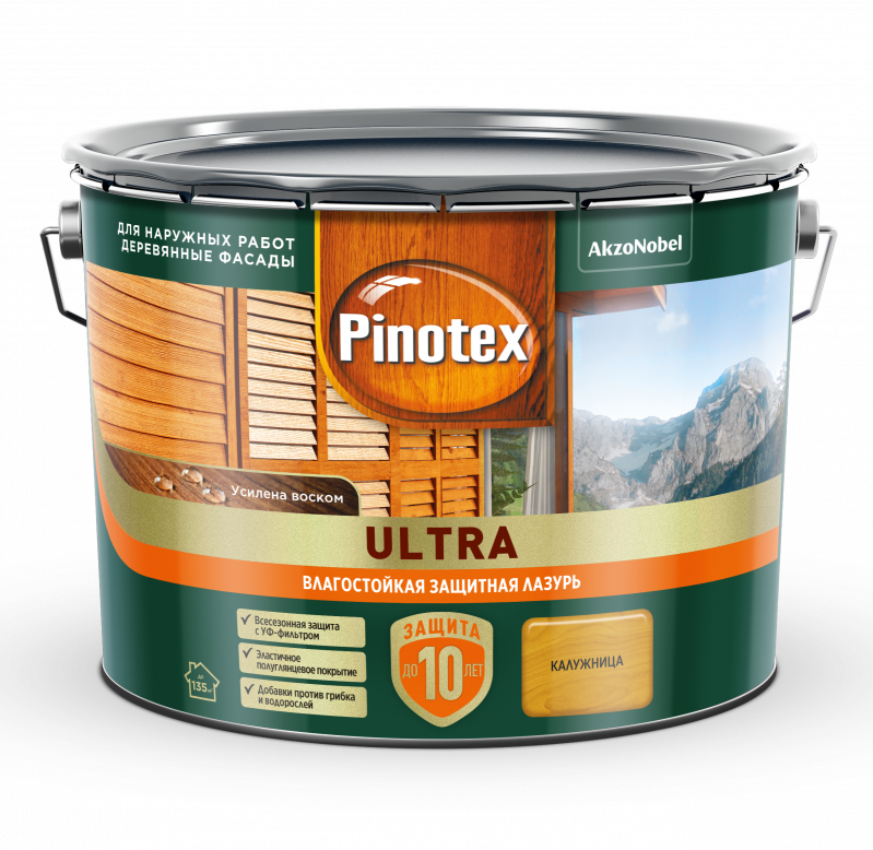 PINOTEX ULTRA лазурь защитная влагостойкая,д/защиты древесины калужница (9л)