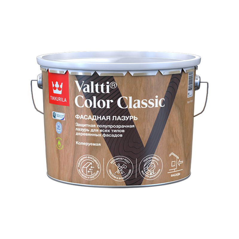 Tikkurila Valtti Color Classic Защитная полупрозрачная лазурь для всех типов деревянных фасадов 9л