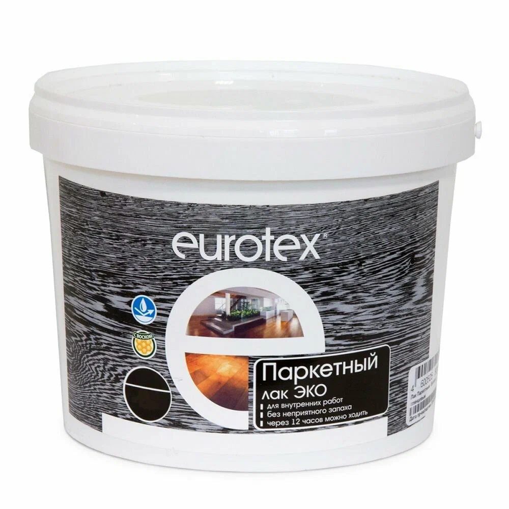 ЛАК ПАРКЕТНЫЙ "EUROTEX" ЭКО ГЛЯНЦЕВЫЙ 0,8 Л
