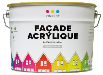 VINCENT FACADE ACRYLIQUE F 2 краска фасадная, суперстойкая, матовая, база А (9л)