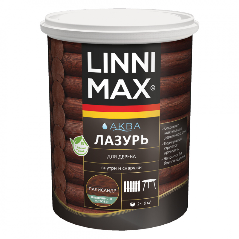 LINNIMAX Аква Лазурь для дерева, палисандр (0,9л)