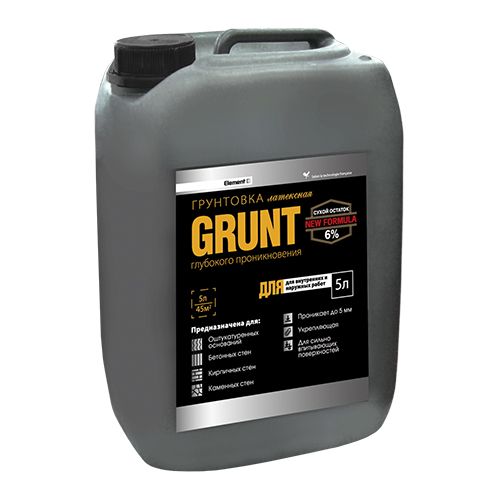 ELEMENT SE Грунтовка GRUNT латексная глубокого проникновения для внутр./наружных работ 5л (5кг)